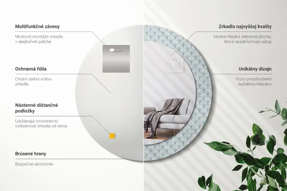 Okroglo okrasno ogledalo Retro vintage vzorec