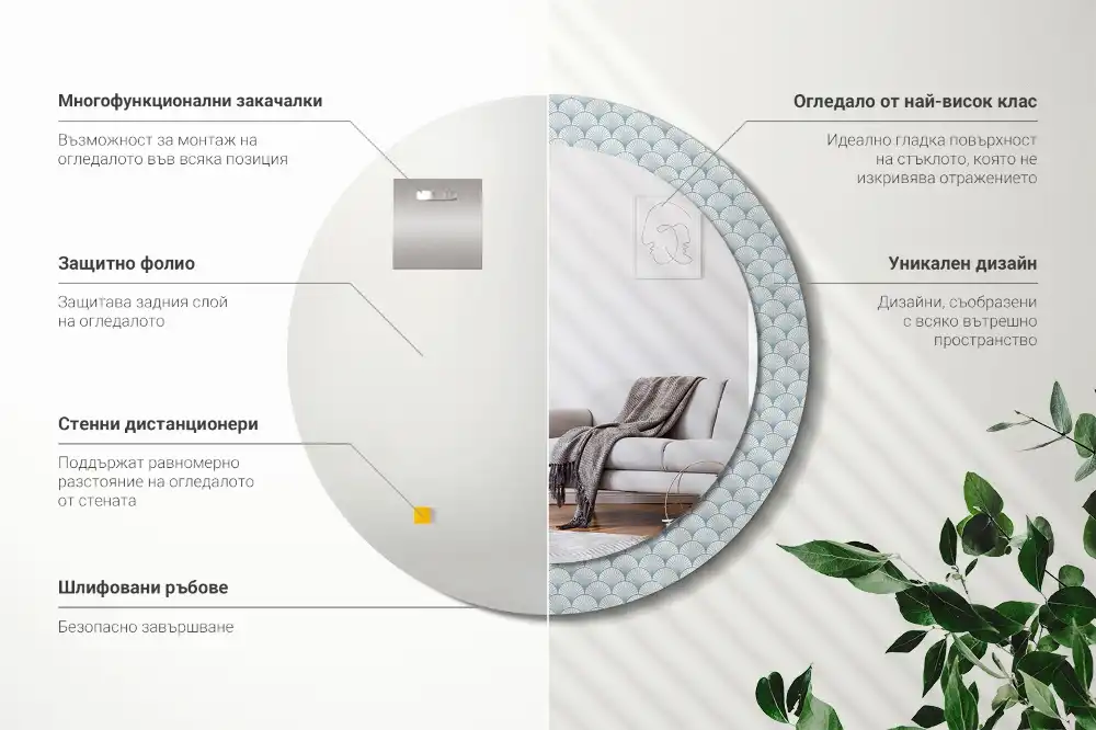 Okroglo okrasno ogledalo Retro vintage vzorec