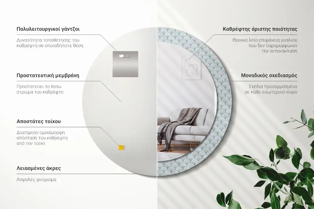 Okroglo okrasno ogledalo Retro vintage vzorec