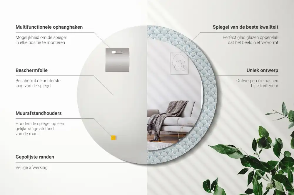 Okroglo okrasno ogledalo Retro vintage vzorec