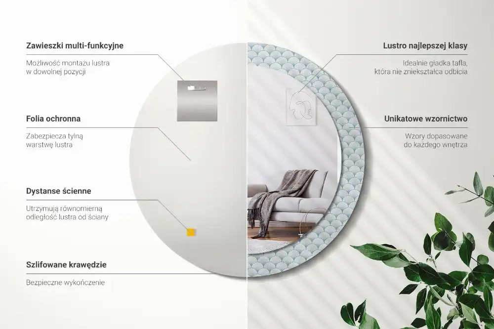 Okroglo okrasno ogledalo Retro vintage vzorec