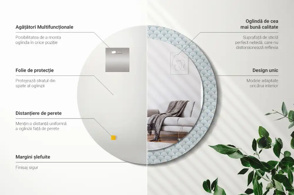 Okroglo okrasno ogledalo Retro vintage vzorec