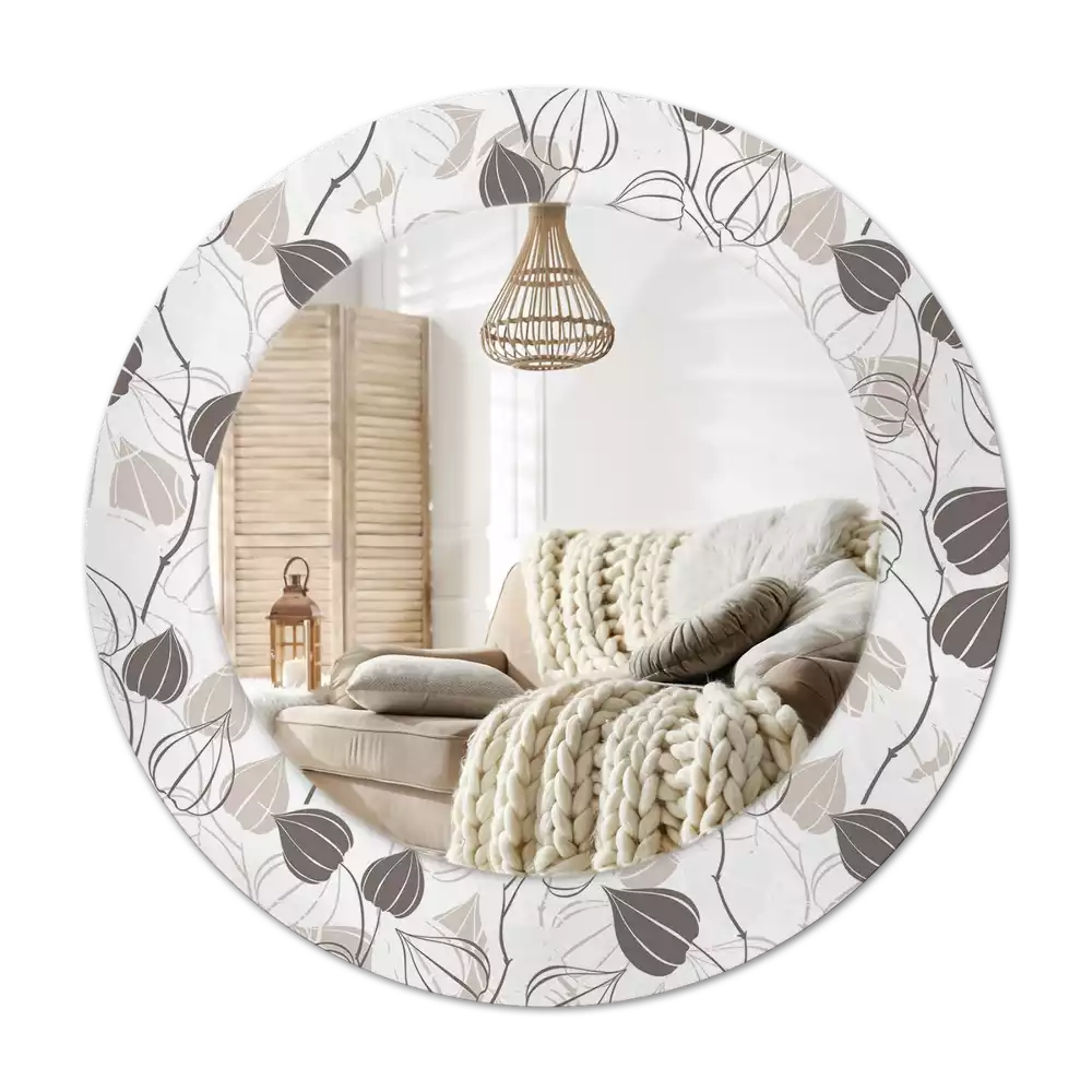 Okroglo stensko okrasno ogledalo Abstraktno cvetje