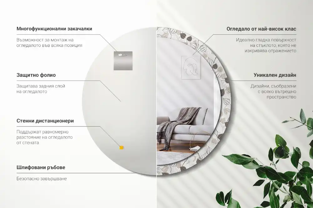 Okroglo stensko okrasno ogledalo Abstraktno cvetje