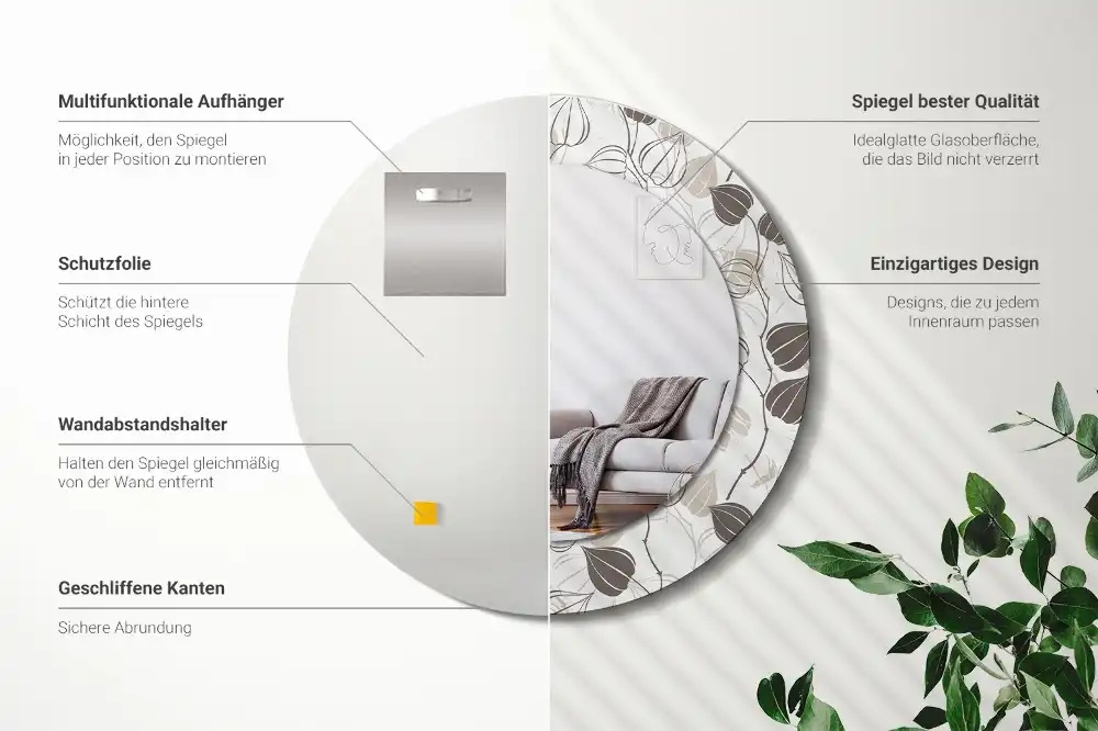 Okroglo stensko okrasno ogledalo Abstraktno cvetje