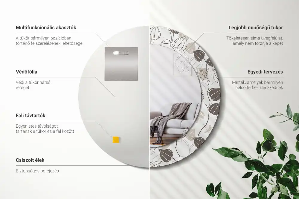 Okroglo stensko okrasno ogledalo Abstraktno cvetje