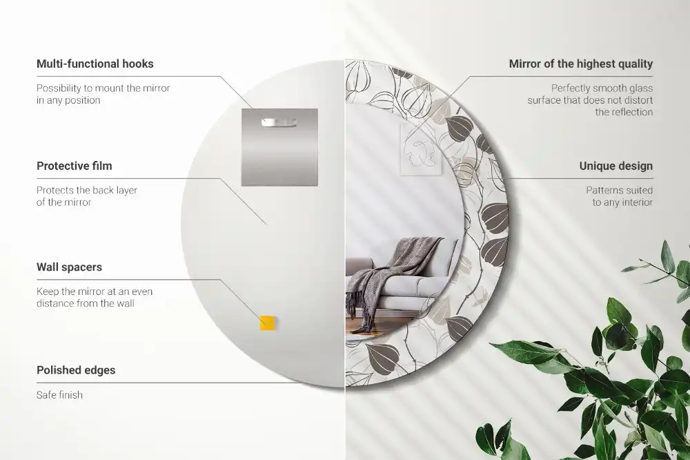 Okroglo stensko okrasno ogledalo Abstraktno cvetje