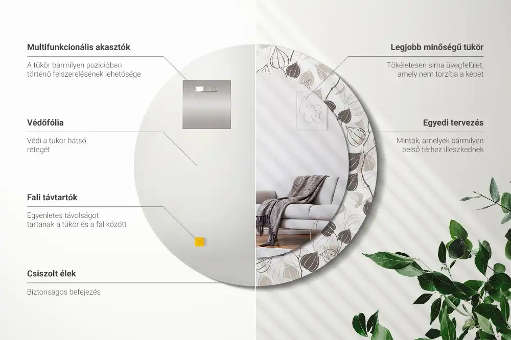 Okroglo stensko okrasno ogledalo Abstraktno cvetje