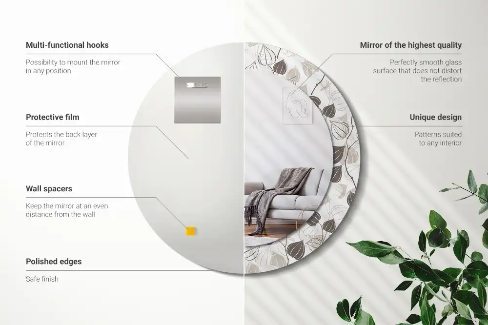 Okroglo stensko okrasno ogledalo Abstraktno cvetje