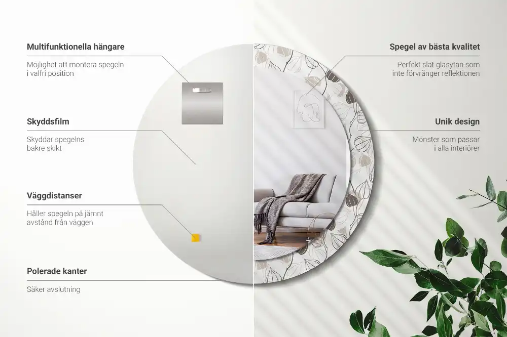 Okroglo stensko okrasno ogledalo Abstraktno cvetje