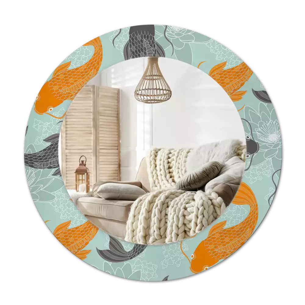 Okroglo stensko okrasno ogledalo Koi krap