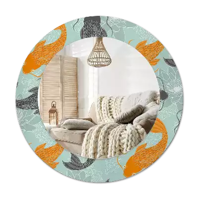 Okroglo stensko okrasno ogledalo Koi krap