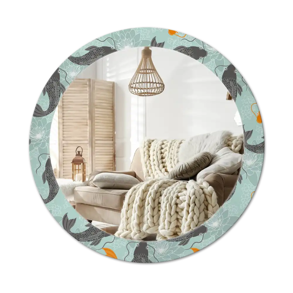 Okroglo stensko okrasno ogledalo Koi krap