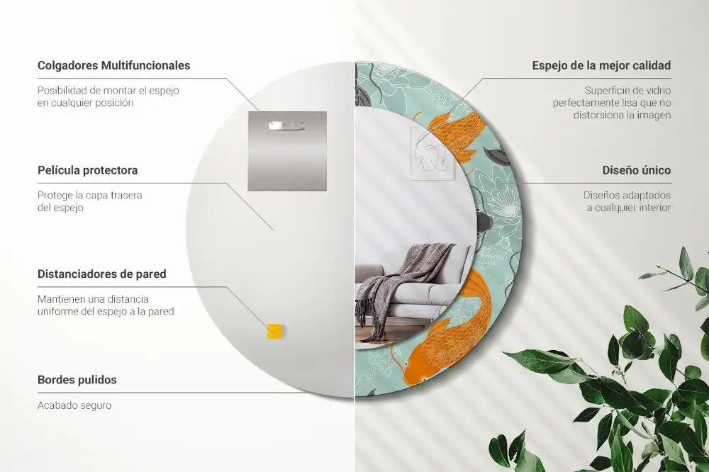 Okroglo stensko okrasno ogledalo Koi krap