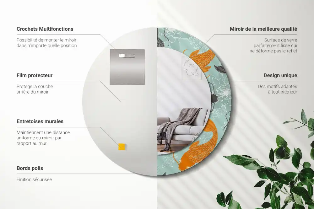 Okroglo stensko okrasno ogledalo Koi krap