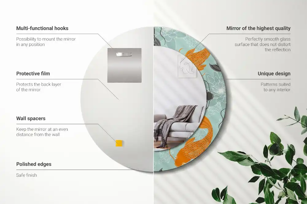 Okroglo stensko okrasno ogledalo Koi krap