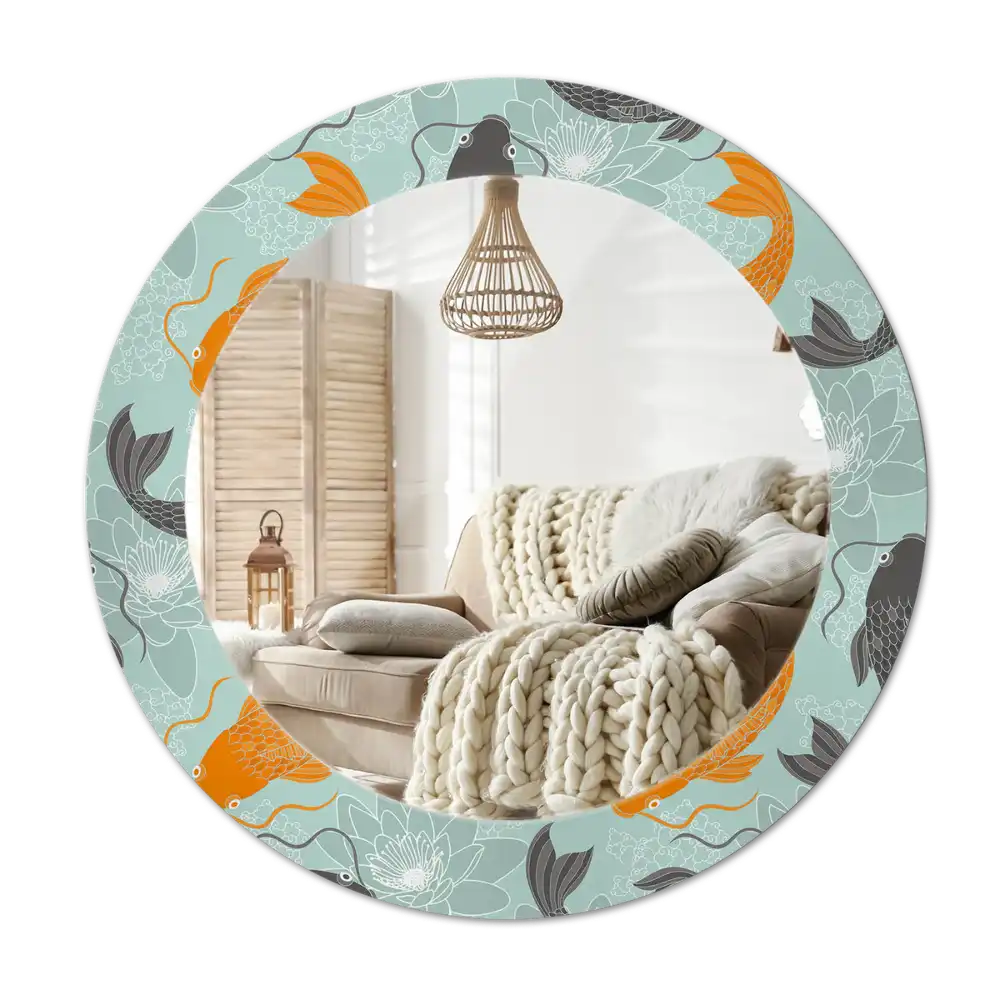 Okroglo stensko okrasno ogledalo Koi krap