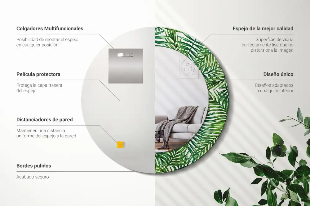 Okroglo okrasno ogledalo Tropska palma