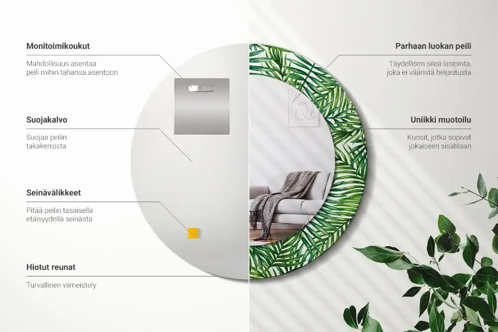 Okroglo okrasno ogledalo Tropska palma