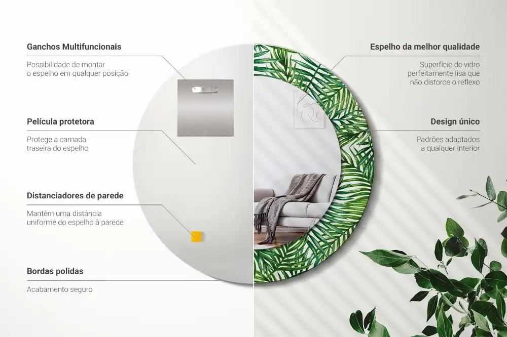 Okroglo okrasno ogledalo Tropska palma