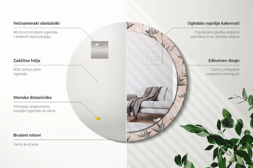 Okroglo okrasno ogledalo Strelitzija