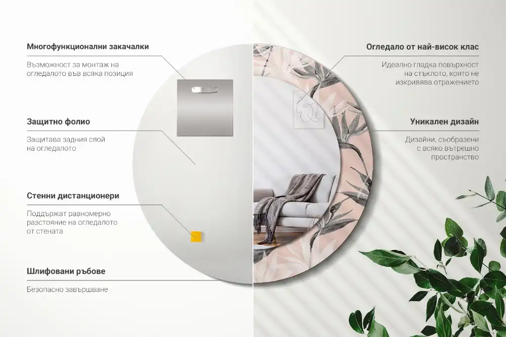 Okroglo okrasno ogledalo Strelitzija