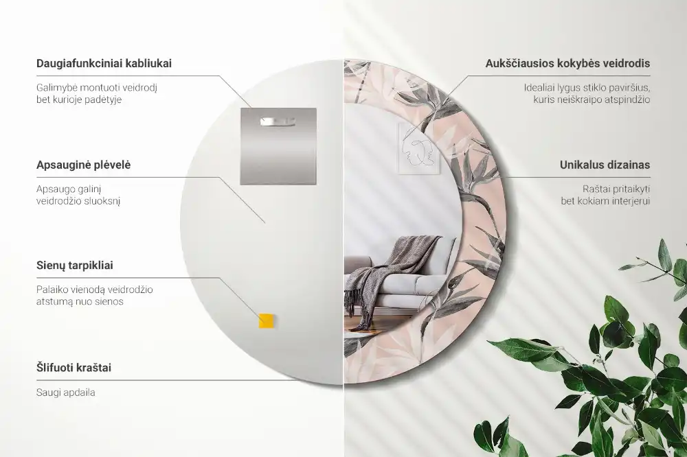 Okroglo okrasno ogledalo Strelitzija