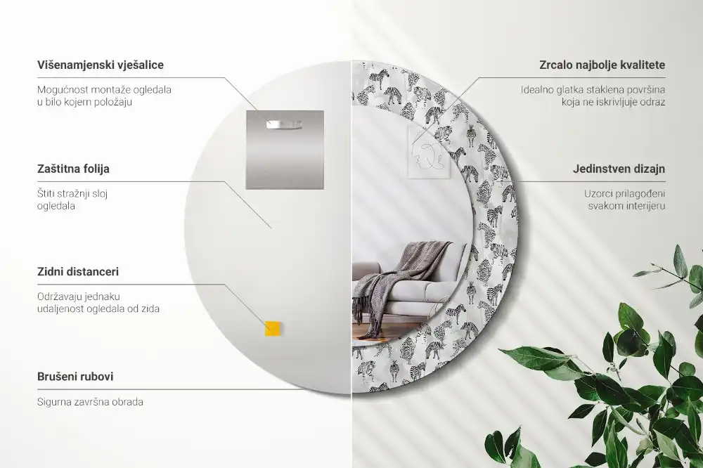 Okroglo okrasno ogledalo Tropski tiger