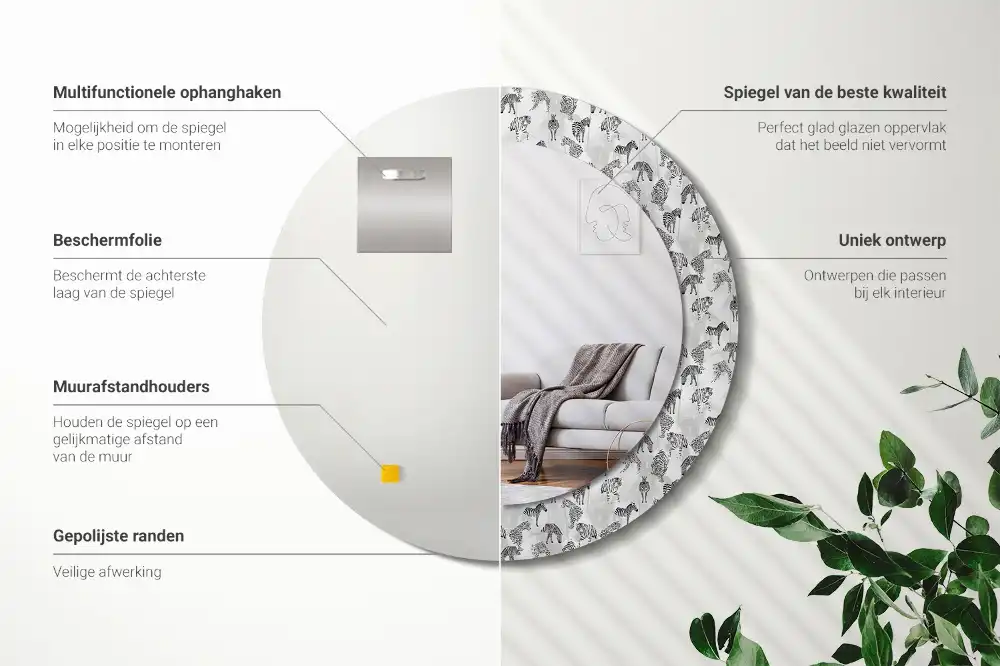 Okroglo okrasno ogledalo Tropski tiger