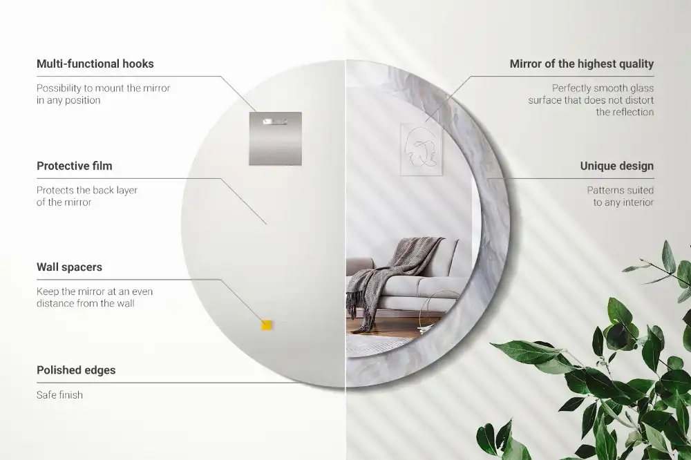 Tiskano okroglo ogledalo Abstraktni marmor