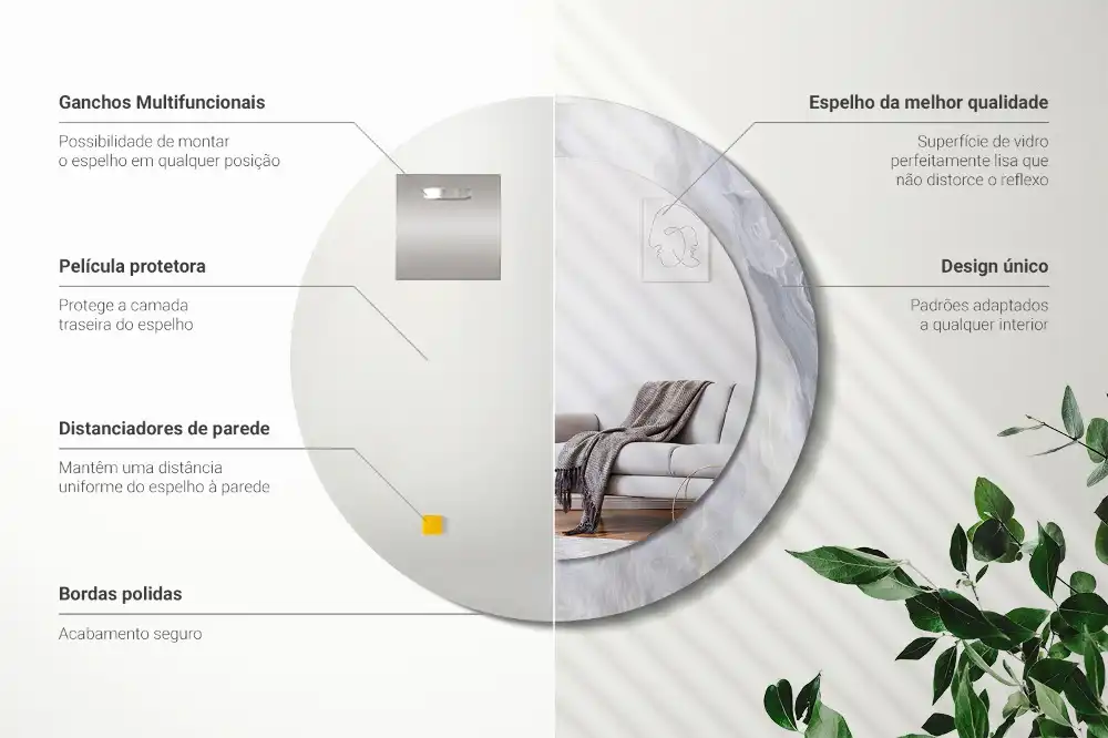 Tiskano okroglo ogledalo Abstraktni marmor