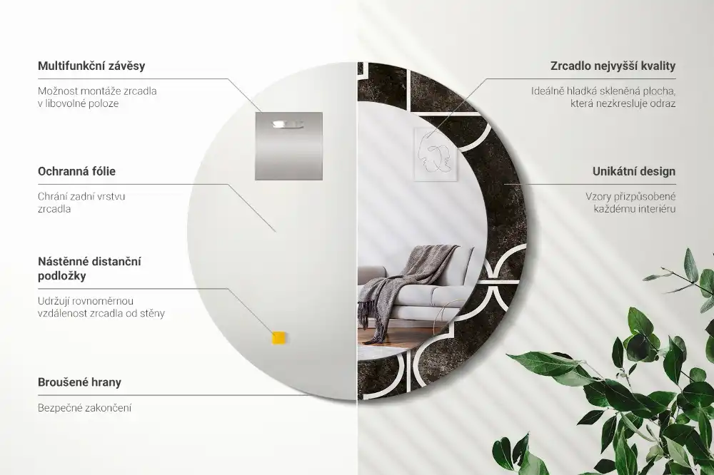 Okroglo stensko okrasno ogledalo Starinski vzorec