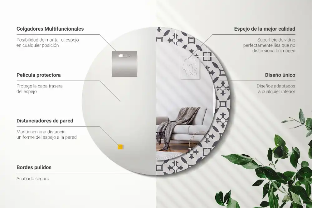 Tiskano okroglo ogledalo Vzorec ploščic