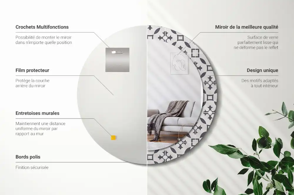 Tiskano okroglo ogledalo Vzorec ploščic