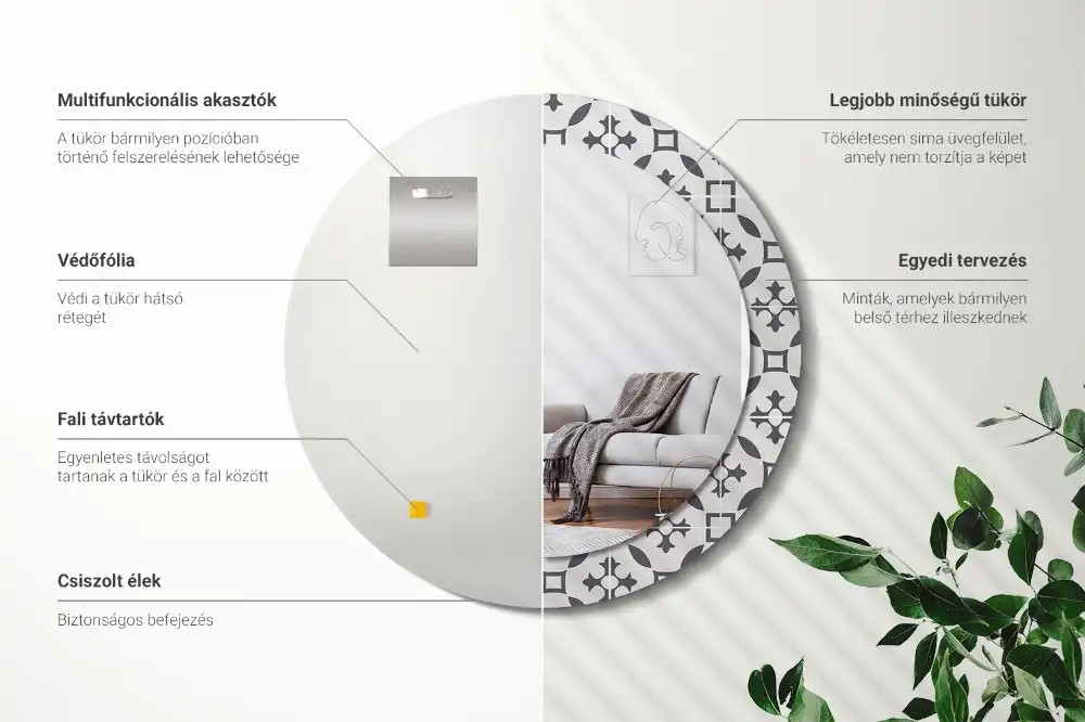 Tiskano okroglo ogledalo Vzorec ploščic