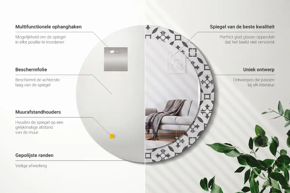 Tiskano okroglo ogledalo Vzorec ploščic