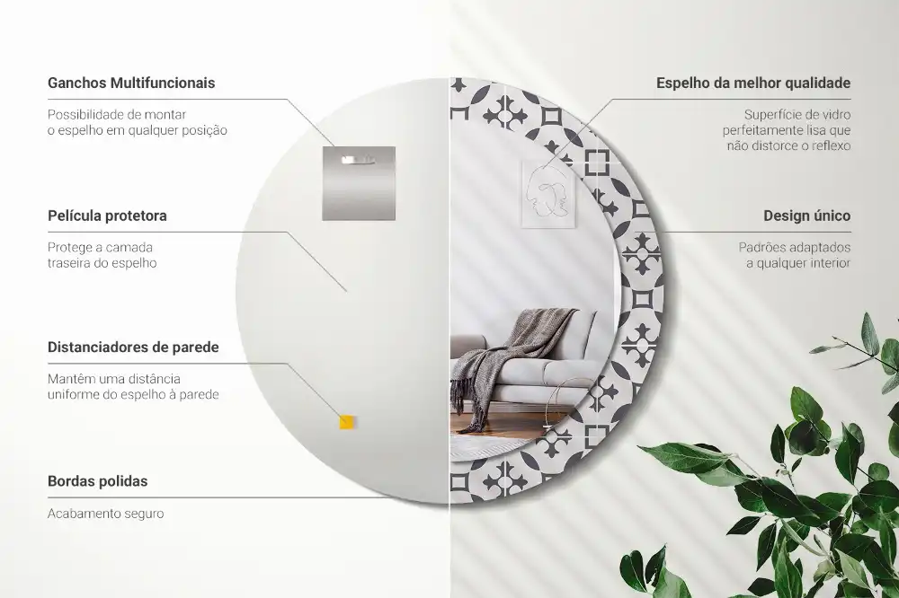 Tiskano okroglo ogledalo Vzorec ploščic