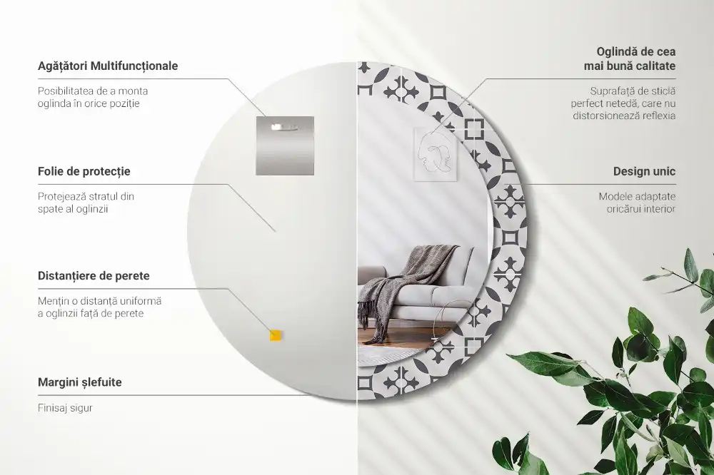 Tiskano okroglo ogledalo Vzorec ploščic