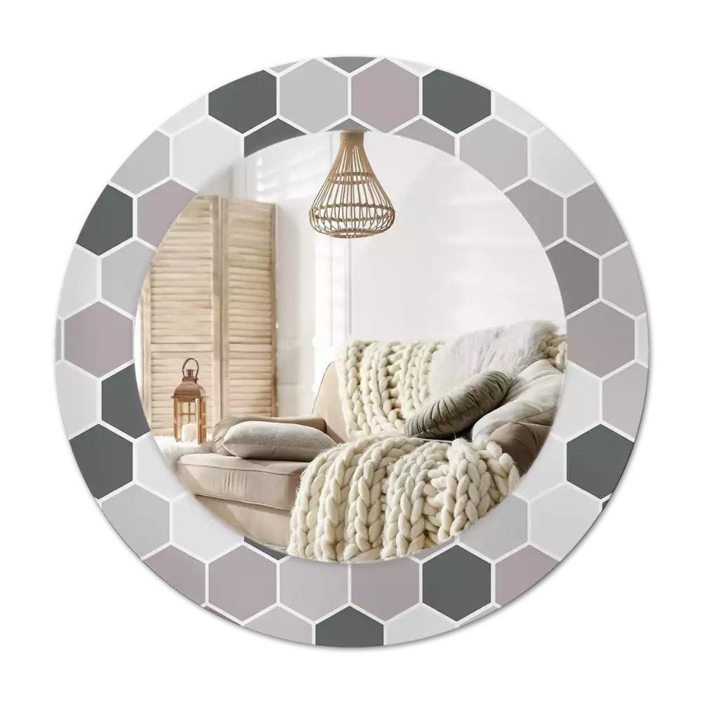 Okroglo okrasno ogledalo Šesterokotni vzorec