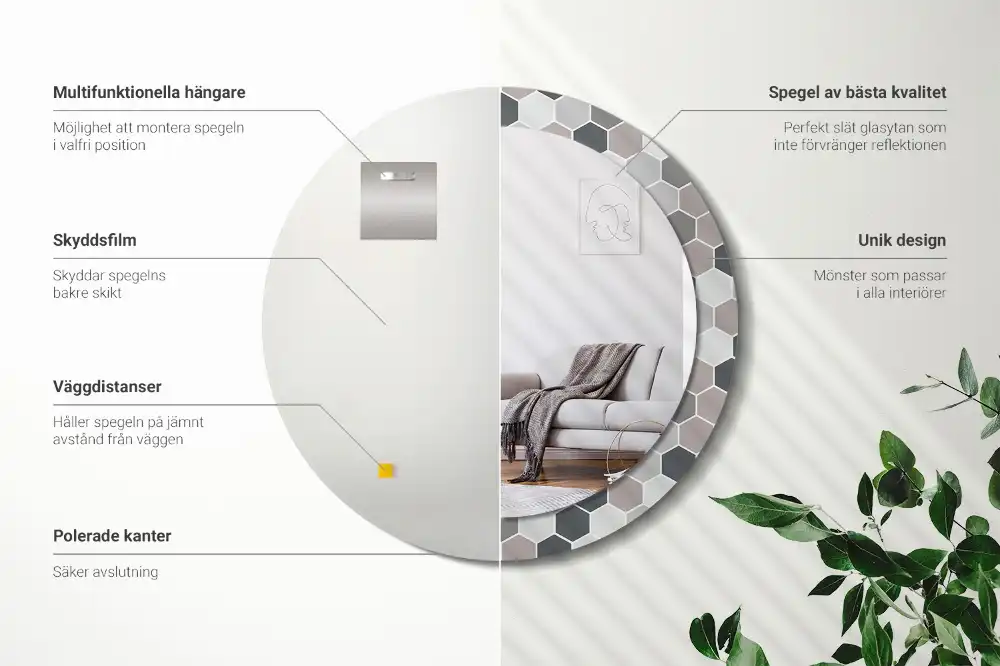 Okroglo okrasno ogledalo Šesterokotni vzorec