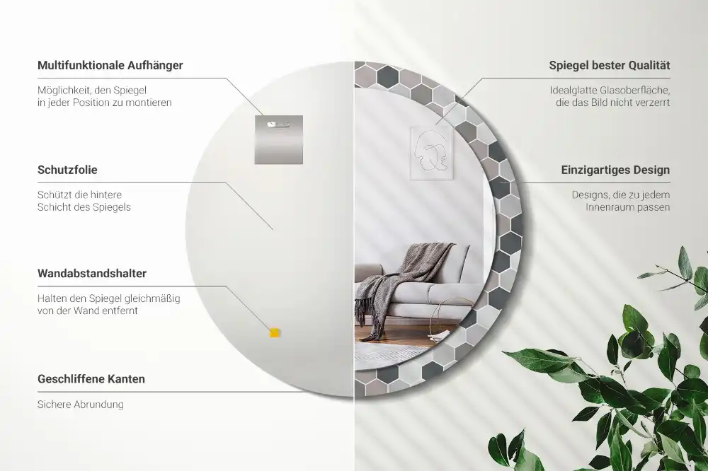 Okroglo okrasno ogledalo Šesterokotni vzorec