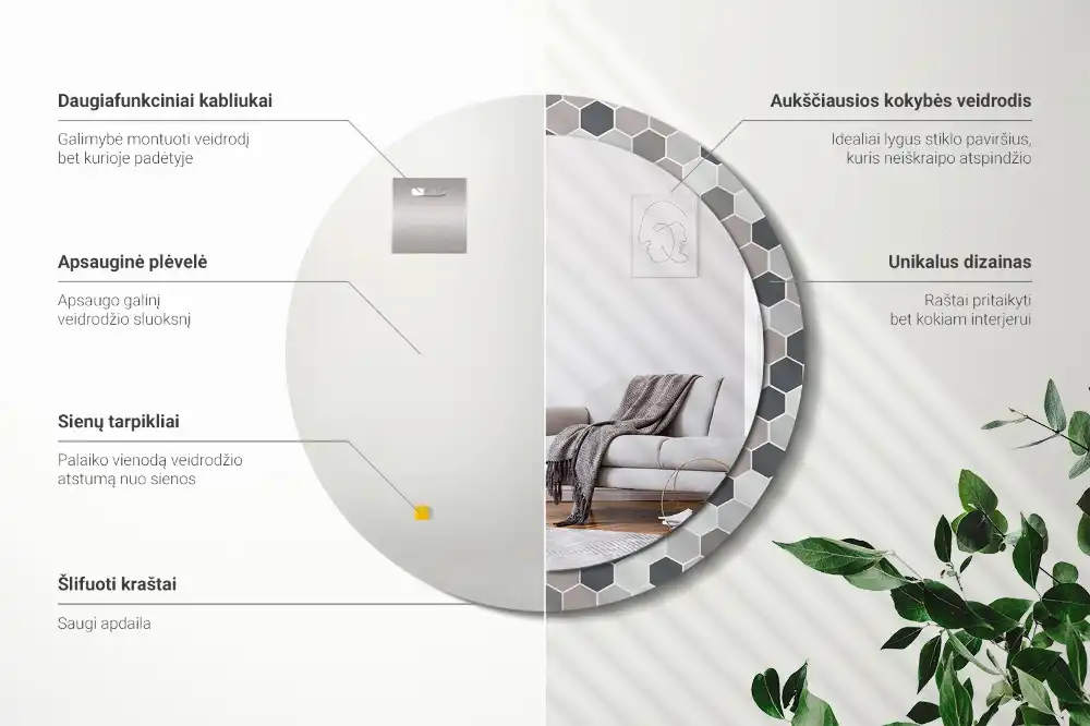 Okroglo okrasno ogledalo Šesterokotni vzorec