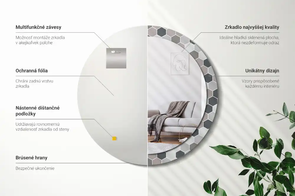 Okroglo okrasno ogledalo Šesterokotni vzorec