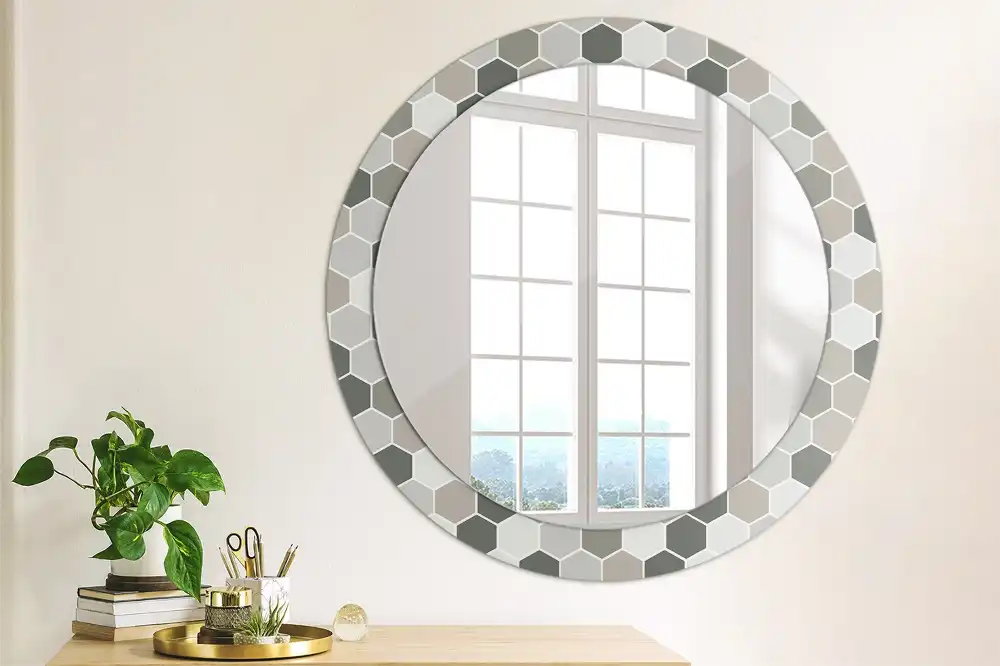 Okroglo okrasno ogledalo Šesterokotni vzorec