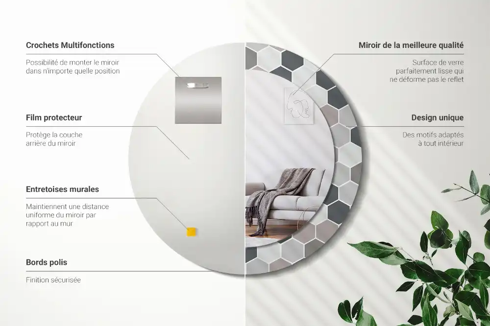 Okroglo okrasno ogledalo Šesterokotni vzorec