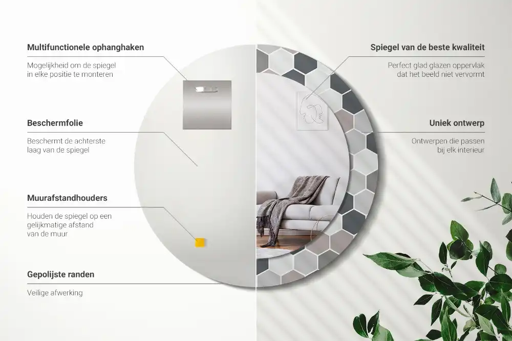 Okroglo okrasno ogledalo Šesterokotni vzorec