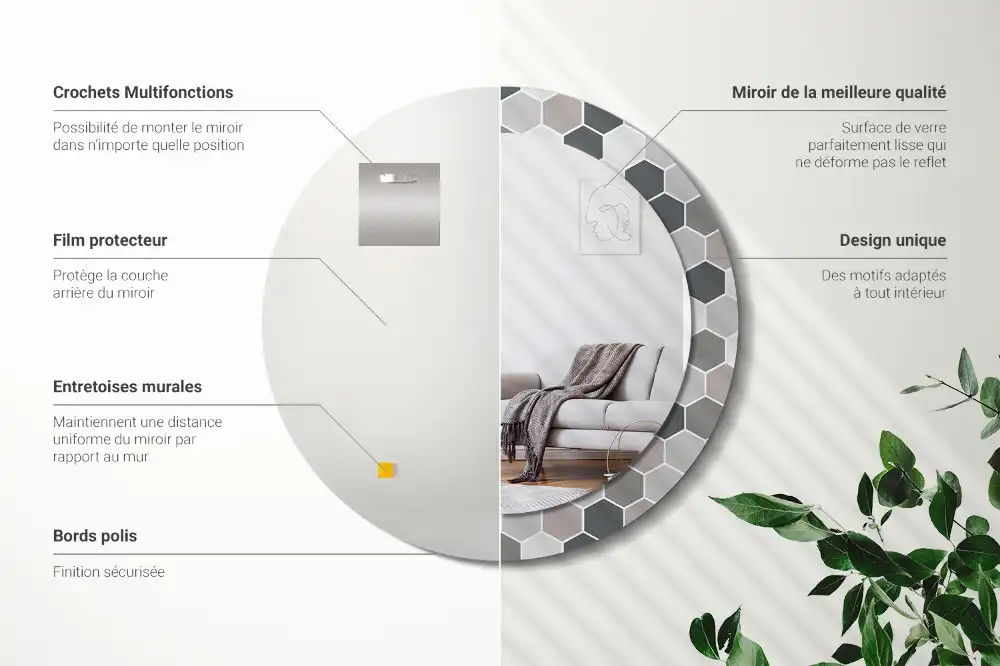 Okroglo okrasno ogledalo Šesterokotni vzorec