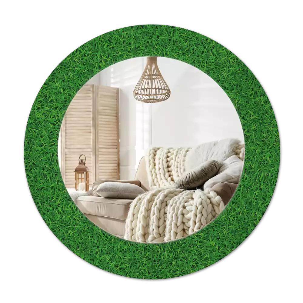 Tiskano okroglo ogledalo Zelena trava