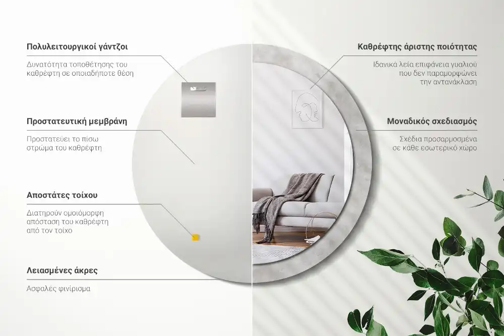 Okroglo okrasno ogledalo Tekstura betona