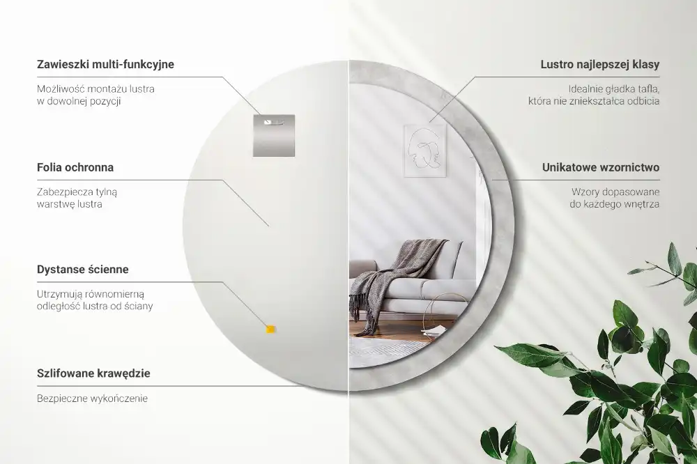 Okroglo okrasno ogledalo Tekstura betona